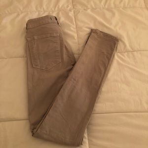 J Brand khaki colored jean with zip bottom